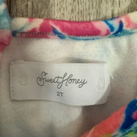 SweetHoney Floral Kids Romper - Pink and Blue - Picture 2 of 3